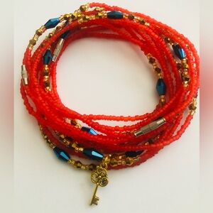 Bold Red and Gold Multi-Strand Waist beads/Waist chain